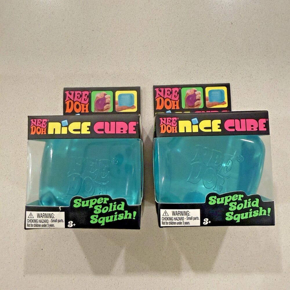 Nee Doh Nice Cube Squishy Fidget Toy Blue Set of 2 NEW Sealed